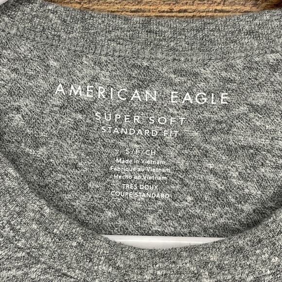American Eagle Super Soft Standard Fit Short Sleeve Shirt Gray SZ Small - Picture 3 of 4